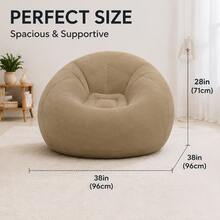 TAIMASI 1pc Gray Beanless Bag Inflatable Lounge Chair, Flocking Multifunctional Portable Inflatable Sofa, Round Single Sofa For Living Room, Office Lunch Break, Outdoor Picnic Camping - Perfect For Labor Day, Thanksgiving, Christmas, And New Year's - Grey - View 3