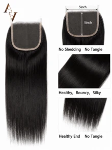 ARABELLA 5x5 Skin-Like Transparent Straight Lace Frontal Closure 100% Human Hair Frontal Smoothly Without Tangles Pre Plucked Natural Color For Women Casual Styles - SNatural - View 5
