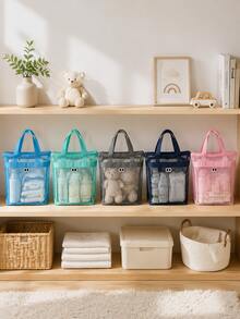 Baby Mesh Storage Bag Portable Parenting Organizer Tote Transparent Mesh Design Large Capacity Baby Supplies Storage Basket - Storage Bag - View 6