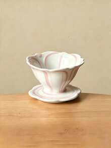 1pc Hand-Painted Striped Ceramic Coffee Dripper, Manual Pour-Over Coffee Filter, Shared Pot Dripper Filter Cup, Reusable Cone-Shaped Manual Pour-Over Coffee Tool, Coffee Accessory - Multicolor - View 13
