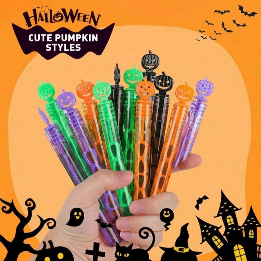 Multi-Color Pumpkin Head Mini Bubble Wand Handheld Bubble Blowing Tool Halloween Costume Photo Prop Children Outdoor Small Toy - Multicolor - View 1