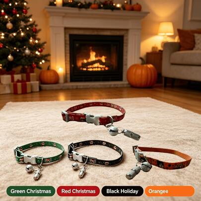 Collar minimalista para mascotas de Halloween & Navidad con colgante de tubo de metal, colgante de identificación de mascota anti-pérdida con dirección, tamaño ajustable, adecuado para gatitos y perros pequeños, accesorios para pasear mascotas, accesorios románticos para mascotas, suministros para mascotas, la mejor opción para los amantes de las mascotas,