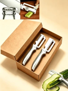Heavy-Duty Stainless Steel Peeler And Slicer, Thick Blade. Suitable For Various Fruits. This Multi-Functional Peeling And Vegetable Slicing Tool Is A Practical Kitchen Gadget For Home Use And Outdoor Picnics. , Portable Kitchen Gift, Holiday Gift - Multicolor - View 2