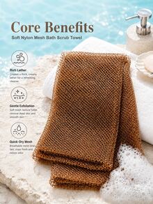 1pc African Mesh Long Bath Sponge, Unisex, Can Be Used For Body Exfoliation, Body Scrubbing, Back Scrubbing, Makes Skin Smooth, Stretchable Up To 66 Inches - Multicolor - View 5