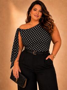 Plus Size Blouses - Lunares negros - Ver 2