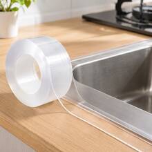 1 Roll Transparent Waterproof Sealing Tape, Transparent Self-Adhesive Sealing Strip, Suitable For Kitchen Sink, Countertop, Stove, Toilet Base And Bathroom Edge Gap Sealing, Cuttable Peel-And-Stick Home Repair Tape - Multicolor - View 2