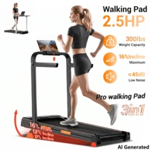 CURSOR FITNESS 3 In 1 Walking Pad Treadmill With 16% Incline, Folding Treadmill With Handle Bar, Portable Treadmills For Home Small, 300 Lbs Capacity - View 2