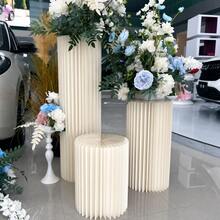 1pc/Set Ivory Cardboard Base, Foldable Cardboard Roman Column, Floor Display Column, DIY Base Box With Round Top Shelf, Suitable For Birthday, Floral, Gift, Wedding Decoration, Home, Room, Graduation, Party, Bachelor Party - Multicolor - View 8