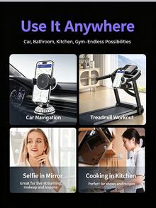Vacuum Suction Cup + Mechanical Clip Car Phone Holder, 3-Axis Foldable Phone Stand, One-Hand Operation, Mark-Free Removal, Suitable For Car, Bathroom, Kitchen - Portable Phone Stand - View 9