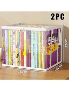 加厚 PVC 塑料收納袋，附可開合蓋，耐用大容量，附手柄，可堆疊可折疊，適合存放衣物、毛毯、兒童玩具，居家、露營、旅行、閣樓及搬家理想選擇 - 彩色 - 查看 18