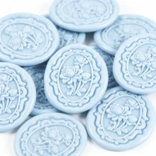 20入 3D 浮雕花卉圖案自黏式蠟封貼紙，適用於禮物、婚禮邀請函、信封封口－淺藍色 - 花-淺藍 - 查看 4