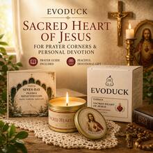 EVODUCK Sacred Heart Of Jesus Religious Candle Gift Box Set, Catholic Christian Prayer Tin Candle With 7 Day Scripture Reflection Guide, Jesus Christ Decor For Bedside Nightstand Living Room, Advent Christmas Get Well Gift For Dad Grandpa Husband Priest - Religious Candle - View 1