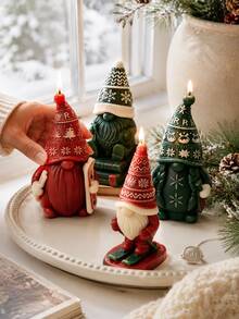 Knitted Hat Faceless Elf 3D Sculpture Silicone Candle Mold, Christmas Skiing Character Casting Mold, Holiday Tabletop Decoration And Holiday Gift DIY Craft Tool - Skiing Gnome - View 3