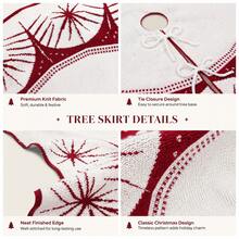 1pc 36in/48 In Knitted Christmas Tree Skirt, Red & White Snowflake Pattern Holiday Tree Mat With Tie Closure, Christmas Tree Base Cover, Reusable Christmas Home Decor For Living Room, Holiday Party Decoration - Multicolor - View 7