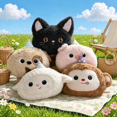 1pc Cute And Soft Animal-Shaped Throw Pillow, Suitable For Sofa, Living Room Aesthetic Room Decoration, As A Holiday Gift, Birthday Gift, Christmas Eve Gift, Christmas Gift, Perfect Gift, Easter Gift, Children's Doll, Easter Gift.