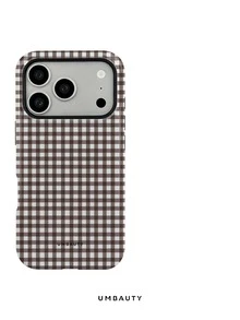 UMBAUTY 1pc Brown & White Plaid Pattern Design, Compatible With Phone 18 Pro Max, 11/12/13/14/15/16/17/18 Pro/Pro Max/Plus, Galaxy /S26/S25/S24/S23/S22/A56/A36/A26/A17/A16/A15/Ultra/Plus, Korean-Style High-End Fashion & Fun Phone Case, Unisex, Ideal Gift For Girlfriend On Christmas, Valentine's Day, Easter, Wedding Season And Birthday - Multicolor - View 7
