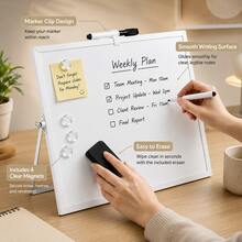 1pc Double-Sided Desktop Whiteboard With Stand, Portable Mini Dry Erase Writing Board, With Adjustable Folding Aluminum Alloy Frame And Accessories, Suitable For Office, Home, School, Classroom, Learning, Teaching, Drawing, Note-Taking, Reminder And Back To School Supplies - White - View 8