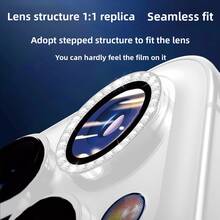 3pcs Camera Lens Protector For IPhone 18/18 Pro/18 Pro Max/17/17 Pro/17 Pro Max/17 Air/16/16 Plus/15/14/13/12/11, Shiny Personalized Metal Diamond Ring Design, 9H Hardness Anti-Scratch, Fashionable Phone Accessory, Compatible With Phone Case - Silver - View 2