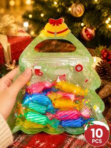 10pcs Random Color Candy-Shaped Neutral Pens, Mini Portable Blue Ink, Gift Bag, Christmas Holiday Gift For Colleagues, Friends, Back To School - Candy Pen Gift Bag - View 1