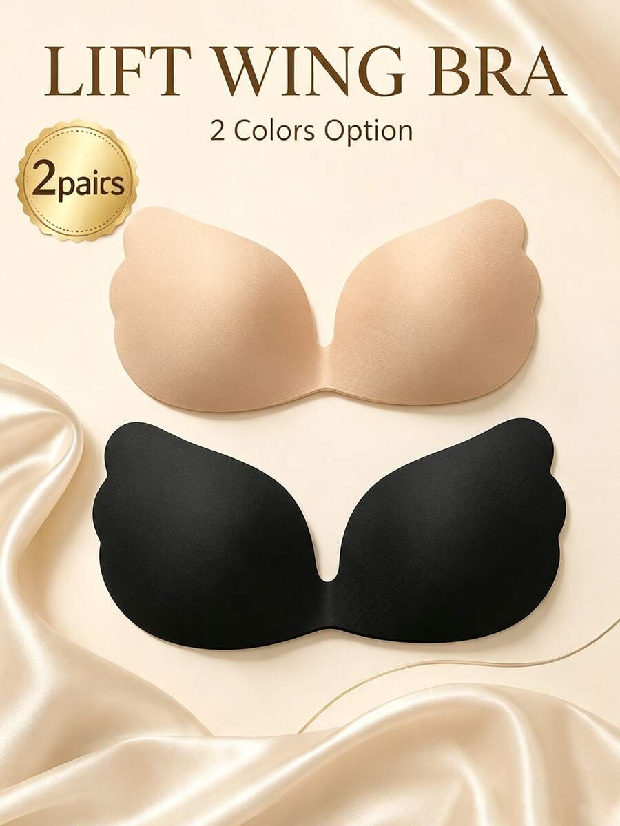 1/2pcs Invisible Women's Bra - Self-Adhesive Transparent Straps, Tank Top Style Design, Smooth Invisible Lift, Suitable For Sleeveless Clothing, Elegant Strapless Bra, Self-Adhesive Cups - Multicolor - View 1