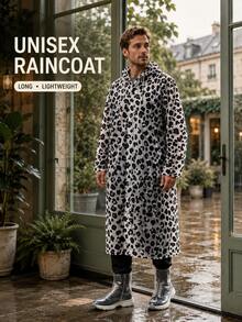 Women's Fashion Leopard Print Hooded Raincoat, Reusable Lightweight Long Rain Cape With Drawstring, Waterproof Rain Jacket For Camping, Hiking, Daily Commute, Travel, Holiday, Essential - Multicolor - View 7