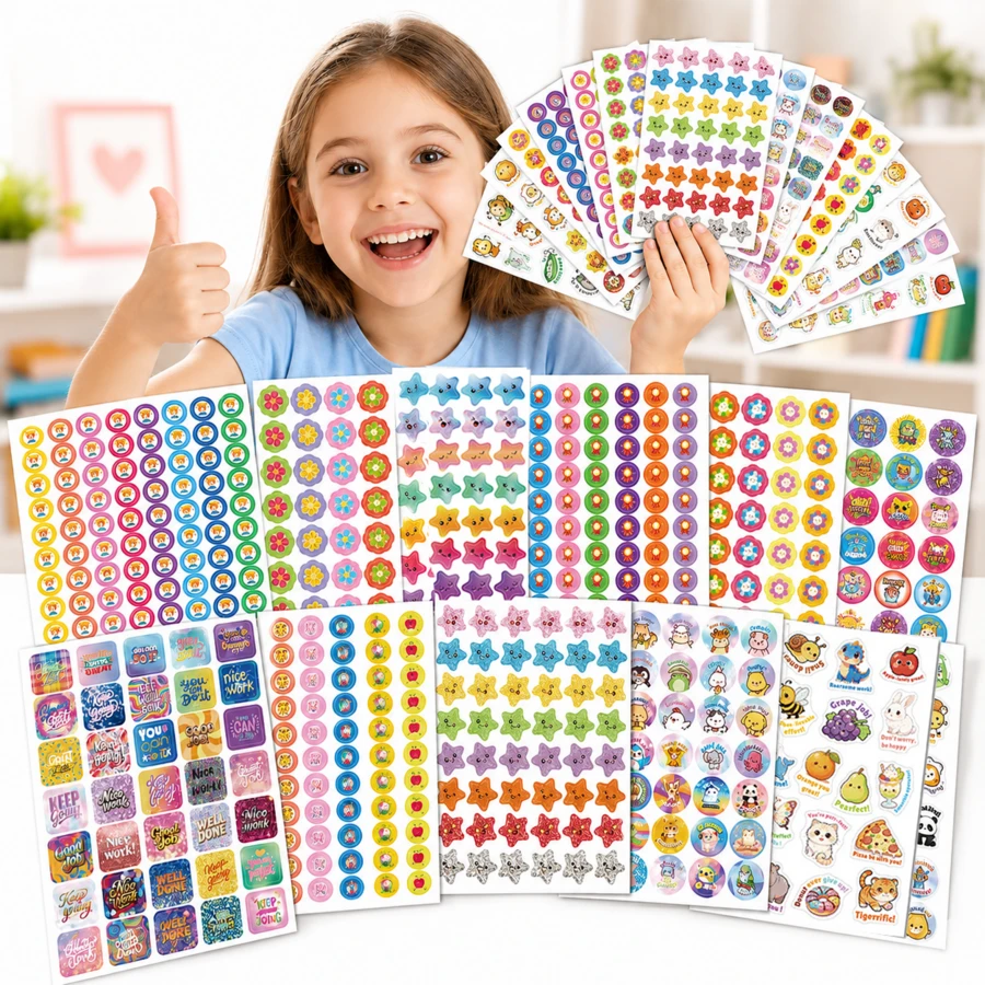 Children Reward Star Stickers, Teacher Classroom Incentive Stickers | 768pcs Sticker Value Pack, Suitable For Children Students Reward, Homework Praise, Diary, Notebook Decoration, Bottle, Notebook, Luggage Bag Gift, Behavior Chart, Student Notebook, School Classroom Teacher Supplies, DIY - Multicolor - View 1