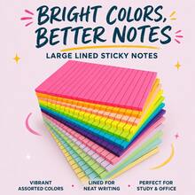Colorful Large Wired Sticky Note Set, 24 Pads 12 Colors, 1080 Sheets, 15*10cm Lined Self-Adhesive Sticky Notes, Suitable For Students, Teachers, Home And Office Supplies - one-size - View 3