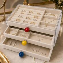 Large Capacity Multi-Layer Jewelry Storage Box With Transparent Lid, Compartment Tray For Earrings, Rings, Bracelets And Necklaces - Multicolor - View 1