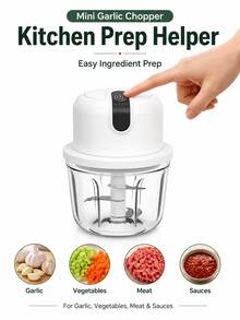 1 Set Electric Mini Food Chopper, Mini Food Processor, Suitable For Onion, Chili, Herbs, Nuts, Vegetables And Meat, Compact Kitchen Chopper, Ideal For Meal Prep, Apartment And Dorm Kitchen - Multicolor - View 2