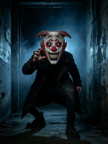 1pc Scary Bell Clown Mask Head Cover Halloween Cosplay Prop - Multicolor - View 1