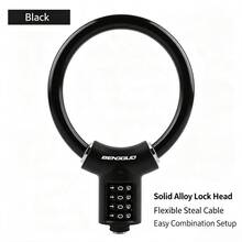 1pc Portable Bicycle Cable Lock, PVC Coated Anti-Scratch Frame, Mountain Bike Electric Bicycle Combination Lock - Multicolor - View 1