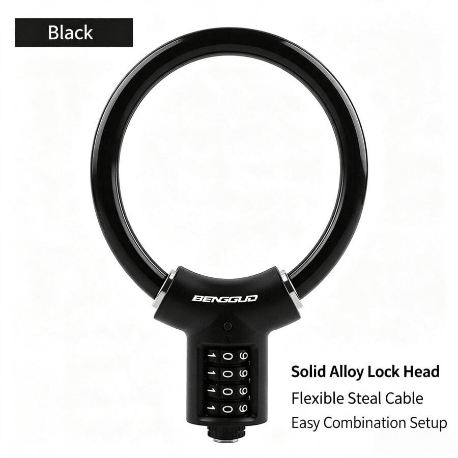 1pc Portable Bicycle Cable Lock, PVC Coated Anti-Scratch Frame, Mountain Bike Electric Bicycle Combination Lock - Multicolor - View 1