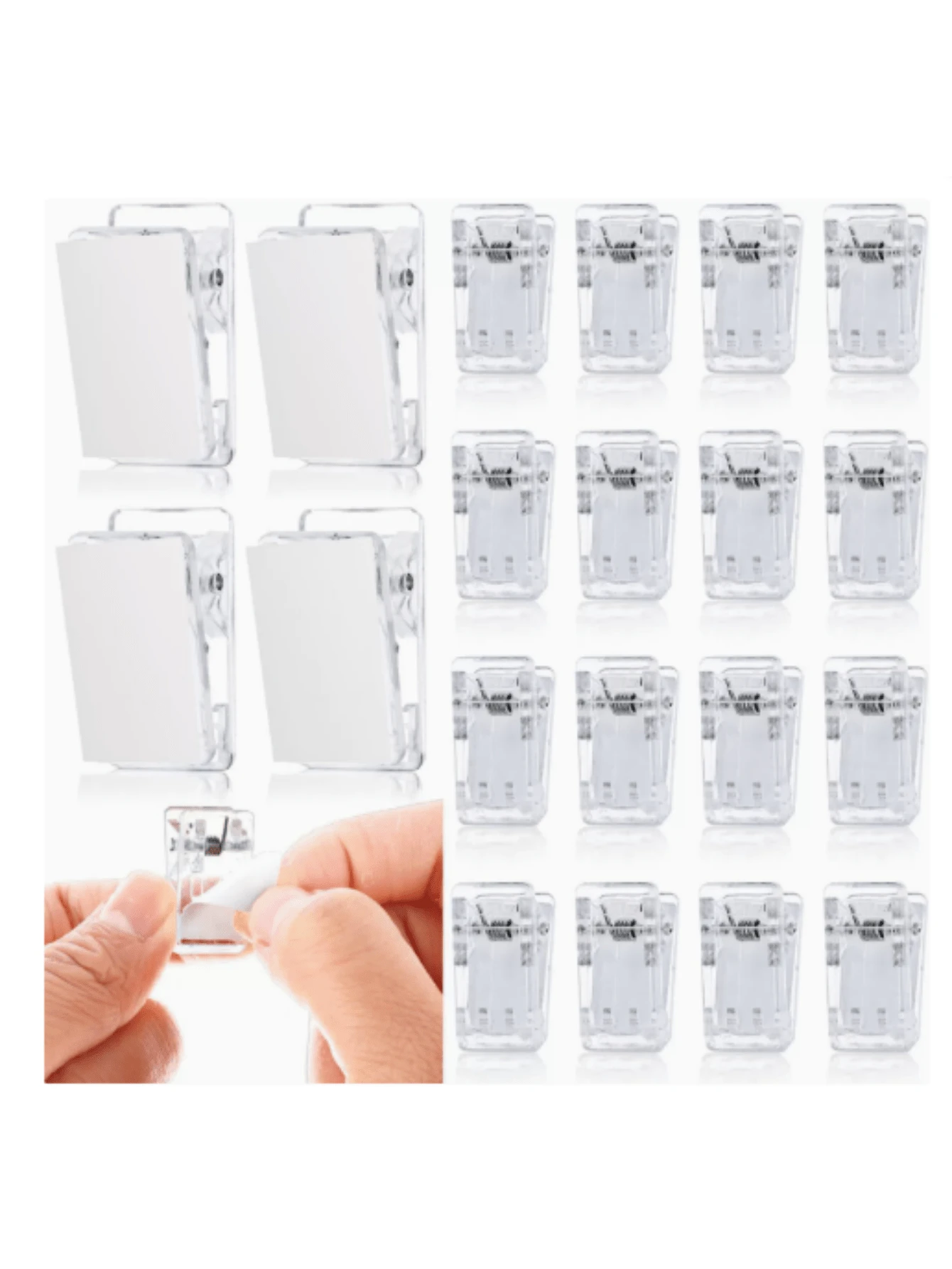 Self-Adhesive Clips, Wall Tapestry Clips, Plastic Adhesive-Backed Clips, Small-Sized Hook Spring Clips, Double-Sided Adhesive Spring Clips, Suitable For Posters, Photo Paper, Banner Hooks, For Home And Office Use, Adhesive Shape Randomly Dispatched - Clear - View 1