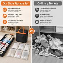 7-Piece Shoe Storage Organizer With Carrying Handles, Portable Shoe Rack For Travel Trips, Large Capacity Space-Saving Shoe Bag Set For Home Gym Closet Organization And Weekend Getaways - Multicolor - View 6