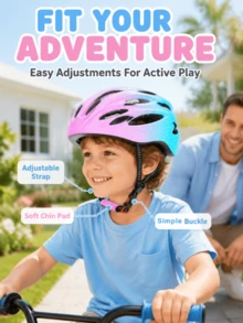 1pc Children's Multi-Function Bicycle Helmet, Lightweight & Breathable, Adjustable Strap, Removable Padding, Suitable For Skateboard And Scooter, Holiday Gift - Multicolor - View 4