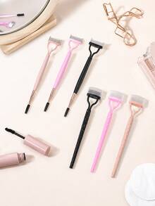 Stainless Steel Eyelash Comb & Brush, Dual-Ended Eyelash Separator Tool, Eyelash Curler Tool, Affordable Eyebrow Brush, Makeup & Grooming Tool For Women And Beginners, Travel Essential, School Essential, Bedroom Makeup Accessory, Christmas Gift - Multicolor - View 6
