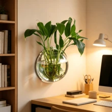 Wall-Mounted Transparent Acrylic Hydroponic Vase Fish Tank Plant Pot, Decorative Wall Hanging Ornament, Suitable For Living Room, Bedroom, Bathroom, Office - Fully Transparent Design + Landscaping Gifts - View 9