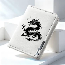 Men Chinese Dragon Print Bi‑Fold Wallet, PU Leather Multi‑Card Slots Short Purse, Slim Portable Cash Card Holder For Daily Use - Multicolor - View 1