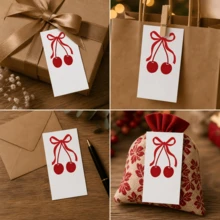 Cherry Bow Blank Message Cards, White Writable Paper Cards With Cute Red Ribbon Design, Suitable For Wedding Favors, Gift Boxes, Gift Bags, Birthday Parties, Baby Showers, Thank You Cards, Small Business Packaging And Holiday Gift Wrapping - View 9