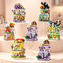 Creative Colorful Street Scene Small Particle Building Blocks Set, Cute Cartoon Commercial Street Shop Design, Rich Colors, Smooth Particles Without Burrs. Can Be Freely Assembled And Built, Exercising Children's Hands-On Ability And Spatial Thinking, Fun Educational Stress Relief. Home Decor, Parent-Child Interactive Toy, Ideal Gift For Birthdays And Holidays. - Multicolor - View 2