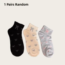 5 Pairs Women's Cute Bow & Floral Short Socks, Ins Style, Preppy, Comfortable, Soft & Sweat-Absorbent - Multicolor - View 7