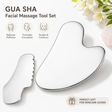 LUSLUKING Stainless Steel Gua Sha Tool, Skin-Tightening Massage And Beauty Scraper For Body, Eye, And Neck Massage,. Skincare Gift (Silver) - Multicolor - View 8