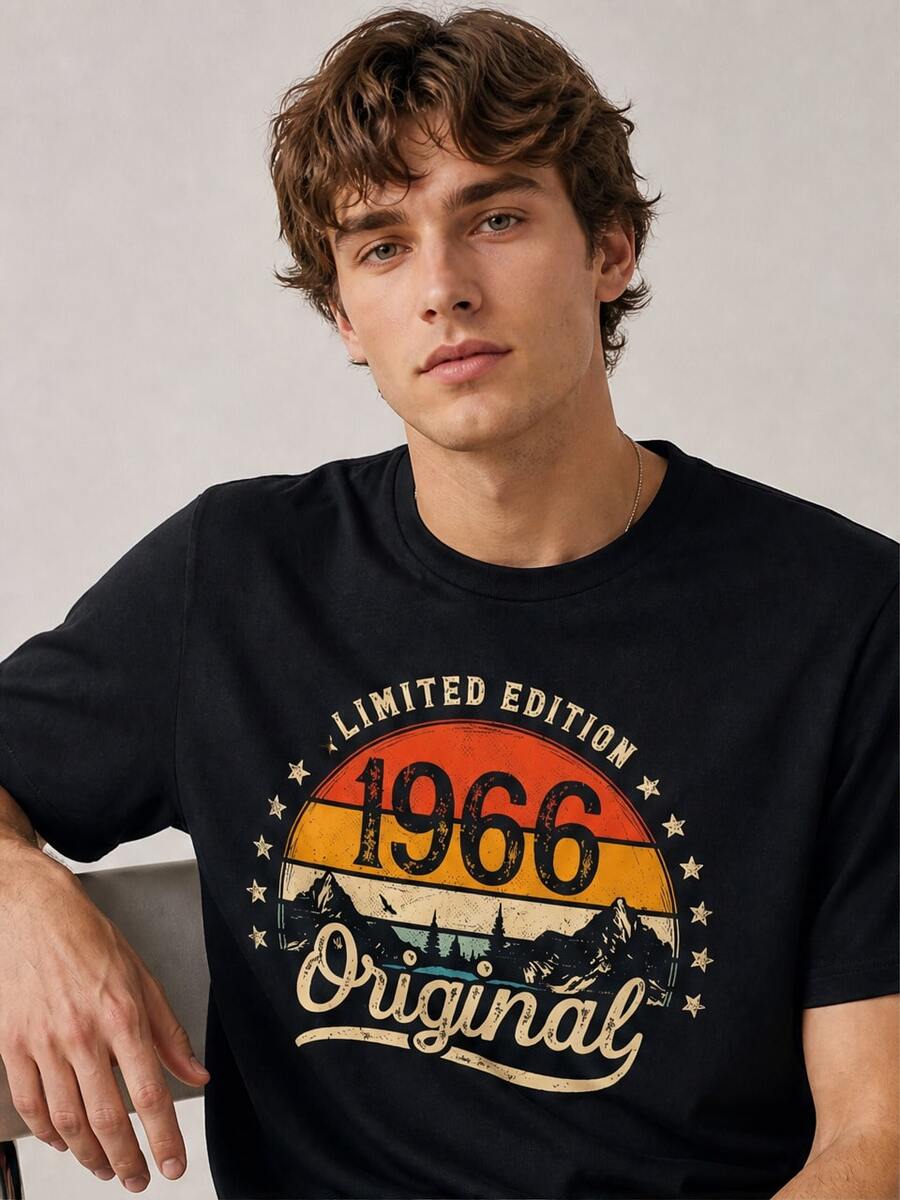 Lokale Lager,Marque,Limited Edition Original 1966 Vintage 60th Birthday Man T-Shirt - 黑色 - 查看 1