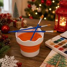 pdva 2pcs Silicone Brush Wash Bucket, Compact, Universal, Soft & Durable, Easy To Clean, Suitable For Outdoor Sketching/Studio/Home Use, Multi-Functional - Silicone Brush Holder - View 2