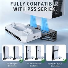 Giá đỡ sạc nhanh gắn tường cho tay cầm P5/Pro/Slim, 9 chế độ RGB + đèn LED chỉ báo đỏ và xanh, thiết kế tích hợp sạc và lưu trữ, nhựa ABS + kim loại màu đen, thiết kế rỗng tản nhiệt, tiết kiệm không gian - Xem 8