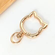 2/3/4pcs Rotating Cat Keychain Zinc Alloy Bag Hardware Spring Clasp Metal Ring Open Spring Loop, Perfect For DIY, Jewelry Metal Keychain Metal Shape Spring Clasp, Outdoor Metal Keychain Key Chain Bag Clip Hook Dog Chain Clasp Suitable For Phone Bag Keychain Hook Clasp Bag Hanging Hook, Handmade DIY Accessories, Halloween, Christmas - Gold - View 5