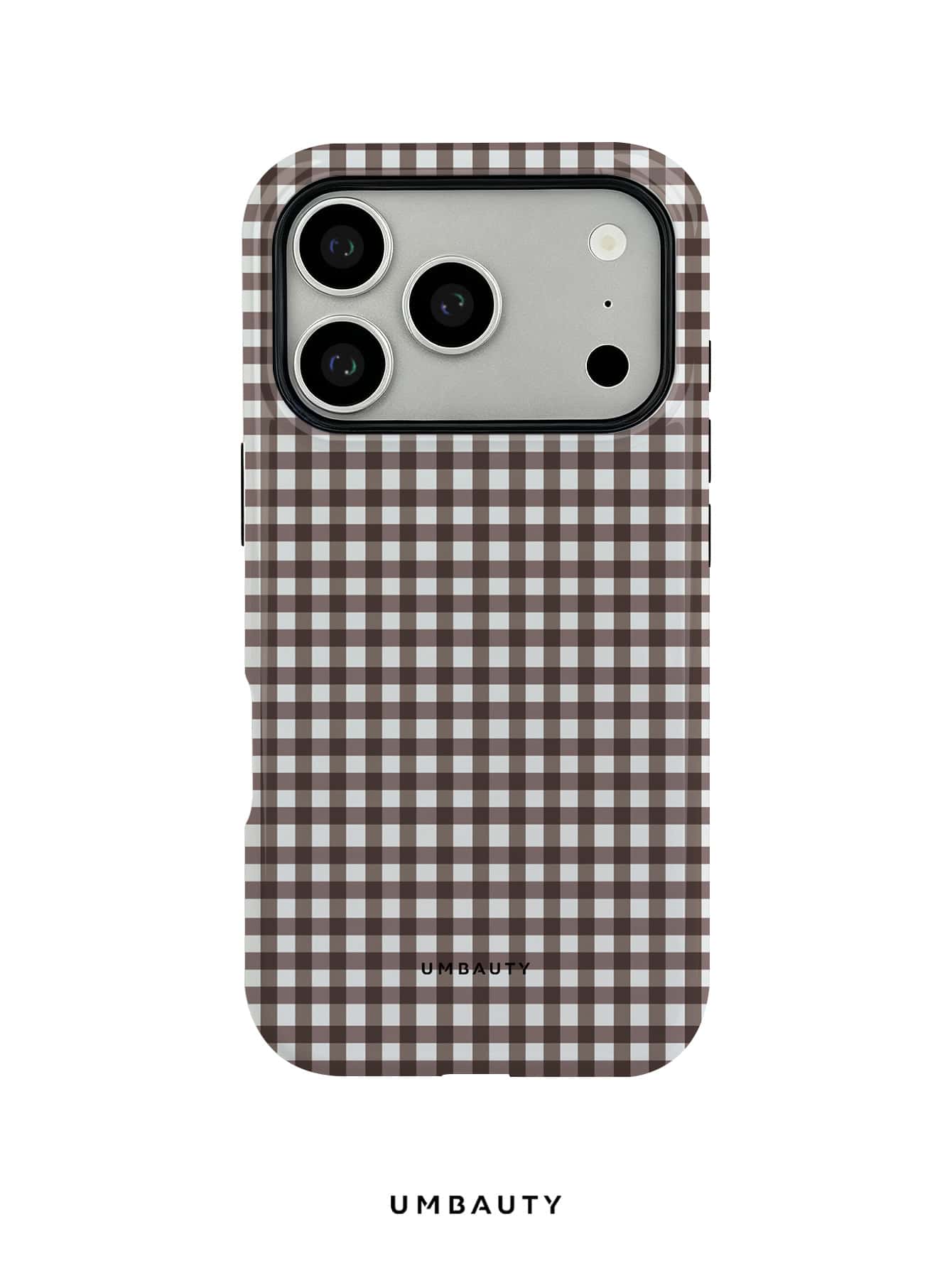 UMBAUTY 1pc Brown & White Plaid Pattern Design, Compatible With Phone 18 Pro Max, 11/12/13/14/15/16/17/18 Pro/Pro Max/Plus, Galaxy /S26/S25/S24/S23/S22/A56/A36/A26/A17/A16/A15/Ultra/Plus, Korean-Style High-End Fashion & Fun Phone Case, Unisex, Ideal Gift For Girlfriend On Christmas, Valentine's Day, Easter, Wedding Season And Birthday - Multicolor - View 1