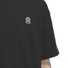 Adidas Solid Color Logo Loose Round Neck Short Sleeve T-Shirt Black Tops Men - Multicolor - View 4