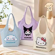 1Pc Sanrio Official Large Capacity Tote Bag, Soft Casual Shoulder Bag With Cute Print, Lightweight Travel Storage Organizer For Daily Use, Portable Handbag For Women Girls - View 1