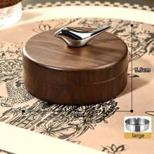 3/2/1pc/Set Walnut Color Windproof Ashtray With Bird-Shaped Lid, Detachable Rust-Proof Stainless Steel Inner Liner, Creative Nordic Style Living Room Office Coffee Table Decor Ashtray, Elegant Home Smoking Accessory, Perfect Christmas Gift - Golden - View 9